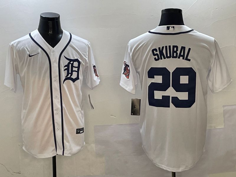 Men Detroit Tigers #29 Skubal White Game 2025 Nike MLB Jersey style 5->detroit tigers->MLB Jersey